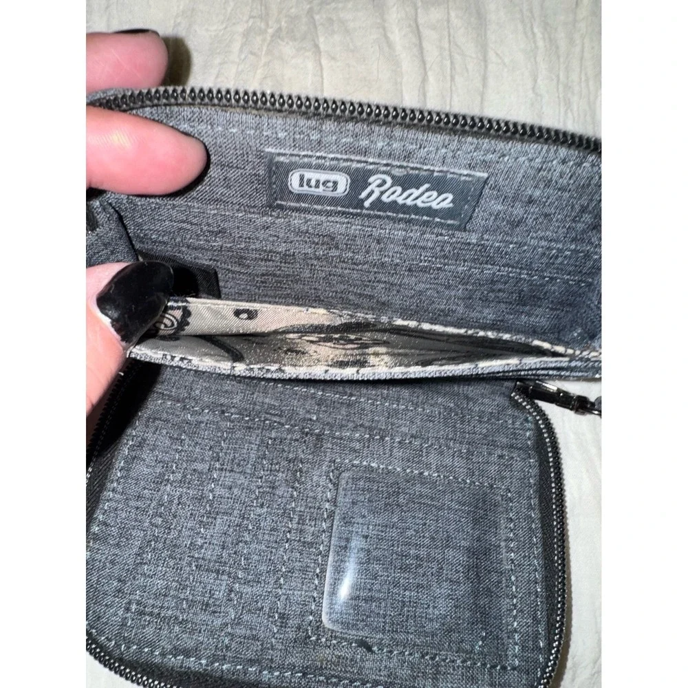 Lug Rodeo gray‎ black wristlet wallet zip around compact